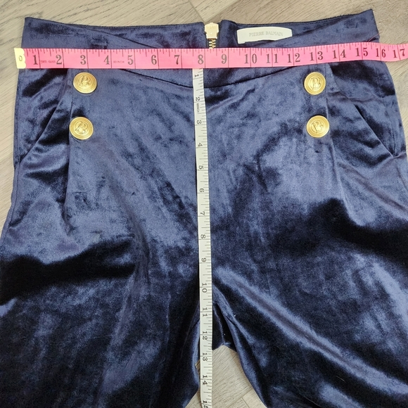 Pierre Balmain Dark Blue Velour 4 Button Highrise Straight Leg Pants Size 40 EU - Picture 16 of 16
